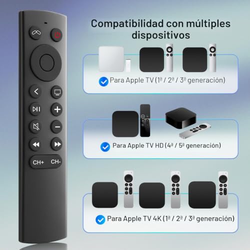 para Mando-Apple-TV, Universal Mando a Distancia para Apple TV 4K/HD (sin Siri ni Control por Voz)