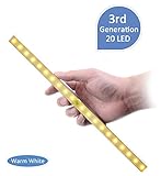Under Cabinet LED Night Light - Kitclan Portable 20-LED Wireless Motion Sensing Closet Light, Sensor Light, Step Light for Hallway, Warm White Light Lamp Bar up to 15 feet(Battery Operated)