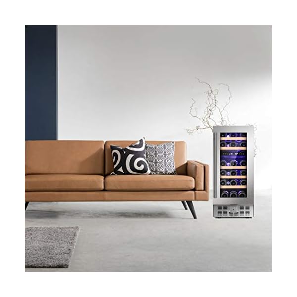 Bossin-Wine-Cooler-Refrigerator-Fridge-28-Bottles-Dual-Zone-Wine-Cellar-Built-in-Freestanding-Wine-Chiller-with-Stainless-Steel-Digital-Memory-Temperature-ControlWood-ShelvesSilverCompressor