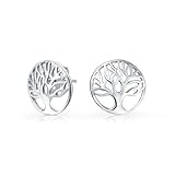 Bling Jewelry 925 Sterling Silver Round Celtic Tree of Life Stud Earrings