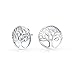 Tiny Round Circle Family Tree of Life Stud Earrings For Women Teen Wishing Tree 925 Sterling Silver