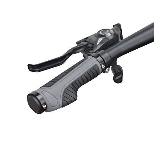 Zukam MTB BMX Bicycle Handlebar Grips Taps Ergonomic Design Widen Holding Surface Double Lock on olding Surface Double Lock on Anti-slip (Gray/Black)