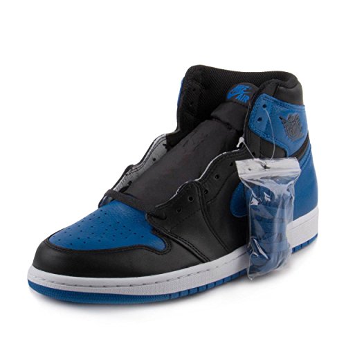 NIKE Mens Air Jordan 1 Retro High OG Royal Black/Royal-White Leather Size 12