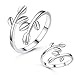 Xelue FF Very Feminine!Womens Silver Elegant Open Leaf Branch Wrap Finger Ring High Polished