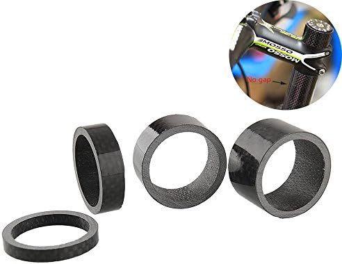 GKONGU 4 Pcs Full Carbon Fiber 5/10/15/20mm Bicycle Spacer For Carbon Bike 1 1/8" Bike Headset Spacer
