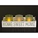 Dawhud Direct Votive Candle Holder, Vintage Decor Flameless Natural Candlescape Set, 3 LED Tea Light Candles, Rocks and Tray (Home Sweet Home) Bath Decor Decorative Candles Zen Room Decor Gift
