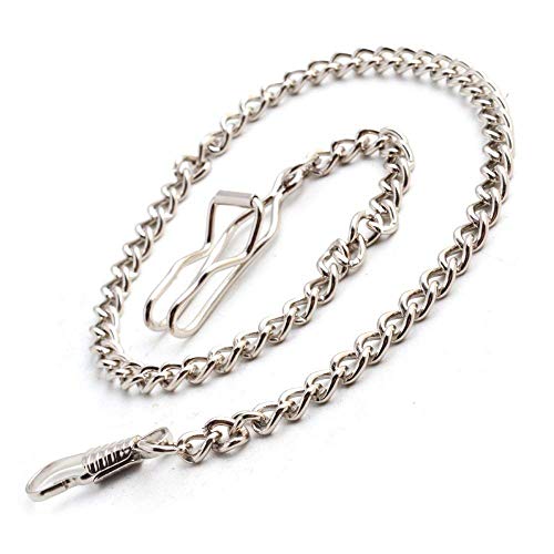 BOSHIYA Pocket Watch Chain for Men Vintage Metal Alloy Albert Vest Chain Clip 14 Inch Pocket Watch Chains Link Sliver