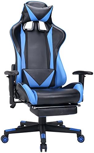OWLN Executive Racing Chair PU Leather Swivel with Lumbar Support and Head Support Cushion for Home Gaming Computer and Office Chair With Footrest