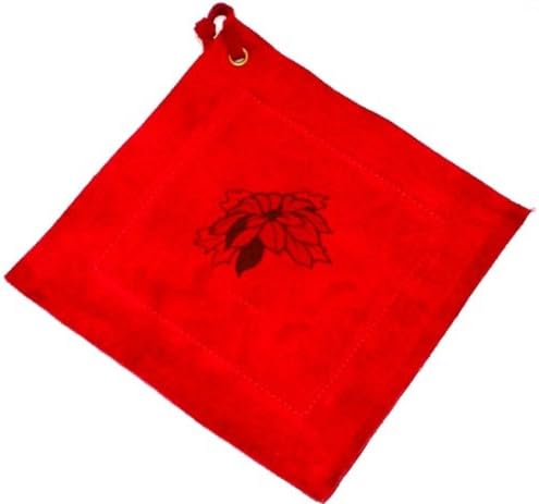 Brentwood Mills Suede Potholder - Red with Poinsettia Holiday Imprint