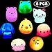 HLXY Bath Toys for Kids 8 Pack Light up Toys Flashing Colourful Light Baby Shower Bathtime Bathtub Toys For Kids and Toddler Rubber Cat Octopus Frog Bear Rabbit Seal Egg and Chick