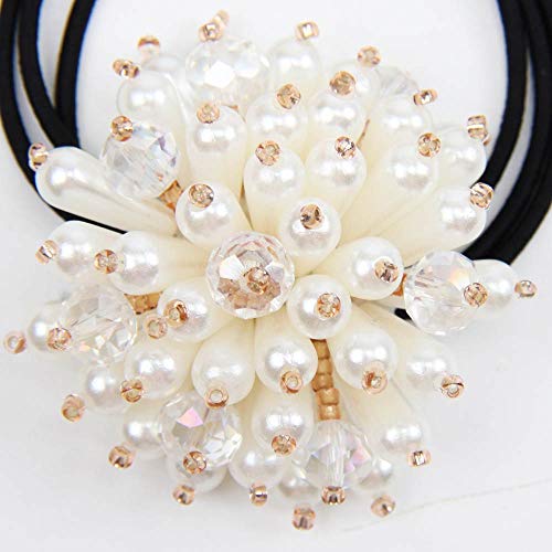 3Pcs Women Pearl Hair Ring Fashion rhinestone Hair Ties Ropes Elastic Bracelet Ponytail Holder Hair Accessories