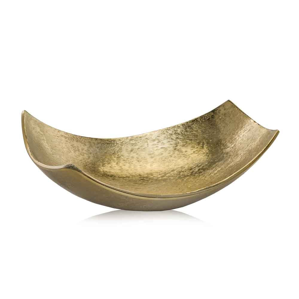 Photo 1 of Modern Day Accents 3534 Cucha Small Scoop Gold Bowl, Shiny, Aluminum, Tabletop, Accent Piece, Centerpiece, Fruit Bowl, Fruit Holder, Potpourri Bowl Home Office or Room Decor 13" L x 7.5" W x 4.5" H