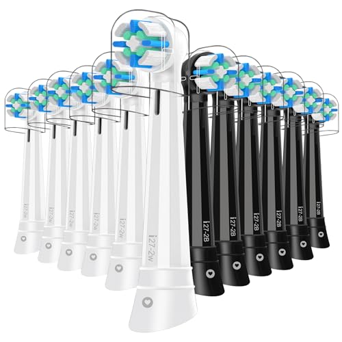 Pack of 12 Brush Heads Compatible with Oral B IO, Replacement Toothbrush Heads Compatible with Oral B iO 2/3/4/5/6/7/8/9/10 Electric Toothbrush Models (Black/White)