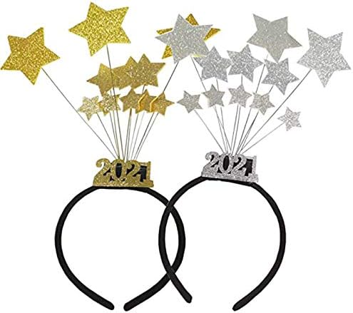 2 Pack Blissful New Yr Headband for New Years Eve Get together Decorations ,Glitter Star Headband,New Years Eve Get together Hats Headband