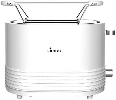 Limee TR0701-bun warmmer 2 slice toaster with wide slots and silicone ring glossy plastic white