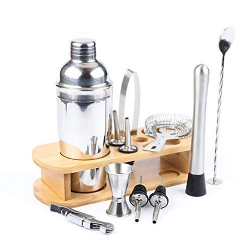 ESGT Cocktailherstellungsset, Cocktail Shaker Mixer 750ml Edelstahl Bar Werkzeugset Barkeeper Kit Mit Holzständer… – Bild 5