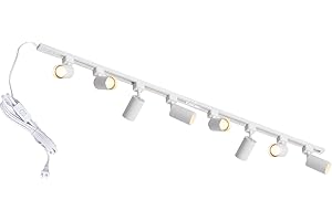 Hiiglxii Plug in Track Lighting with Power Cord, 8-Light LED Track Lighting Kit with Track Rail, Modern Kitchen GU10 Track Li