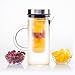 Infusion Pitcher for Lemon Fruits Herbs Ice Tea, Borosilicate Glass, Stylish Design Stainless Steel Lid, Full Blended Drink, Juice Boost 1000ml by bobuCuisine