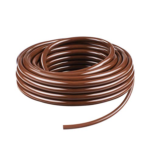 KORAM Drip Irrigation 1/4 Blank Distribution Tubing Drip Watering Hose 50ft Roll with Plant Tag, Brown