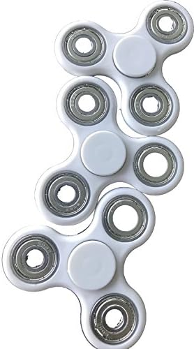 EDC Toys Black and White Quadruple PACK (4 Pack) Tri Spinner Fidget Toy + FREE EDC STICKER Longest Spinning Ceramic Si3N4 High Grade Ceramic - For ADHD ADD and Stress Reliever