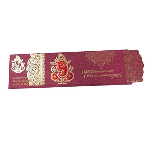 At Hindu Wedding Invitation Card In Maroon Silver Colour With