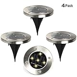 Solar Garden Light, WIN WIN 5 LED in-Ground Solar Lights Disk Lights Outdoor Waterproof IP65 for Lawn Pathway, Yard,Driveway,Walkway,Pool Area, Cool White (4 Pack)