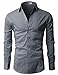 H2H Mens Wrinkle Free Slim Fit Shirt with Solid Long Sleeve GRAY,US M (Asia L)
