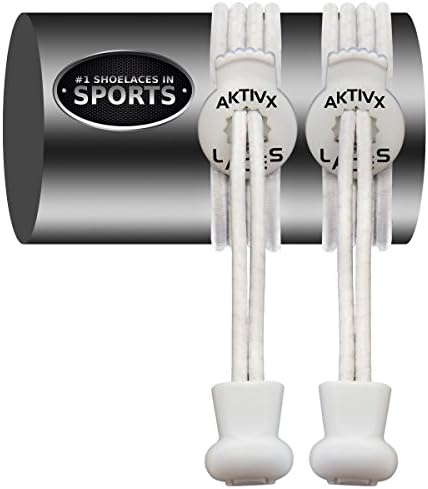 AKTIVX SPORTS LACES - No Tie Elastic Shoelaces that Lock, Replacement Running Shoe Laces for Men, Women, Adults, Seniors &amp; Kids Sneakers, Cleats, Boots (White Solid)