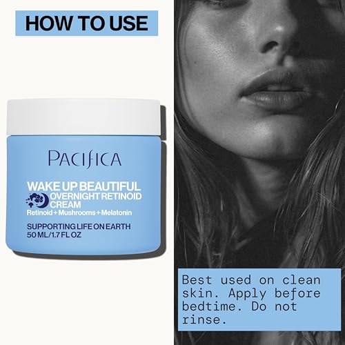 PACIFICA WAKE UP BEAUTIFUL RETINOID NIGHT CREAM – OVERNIGHT ANTI-AGING MOISTURIZER WITH HYALURONIC ACID & MELATONIN, REDUCES WRINKLES & FINE LINES, HYDRATING AND GENTLE FOR DRY OR MATURE SKIN, VEGAN