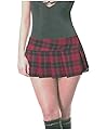 Burgundy and Black Schoolgirl Tartan Plaid Pleated Micro Mini Skirt Barossa
