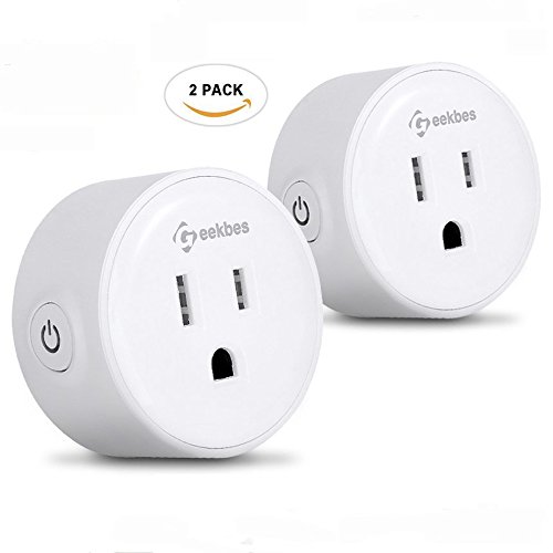 Geekbes 2 PCS Smart WiFi Plug Socket Outlet Compatible with Alexa/Google home, APP Remote Control Timing Socket for Android, IOS