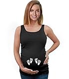 Very Cute Twin Babies Footprints Pregnant with Twins Maternity Tank Top Tunic