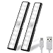 Motion Sensor Wireless Under Cabinet Lights,USB Rechargeable Motion Activated Closet Lights for Wardrobe/Drawer/Cupboard/Counter,Stick On Anywhere Magnetic LED Light Bar,10 LEDs,White Light,2 Pack
