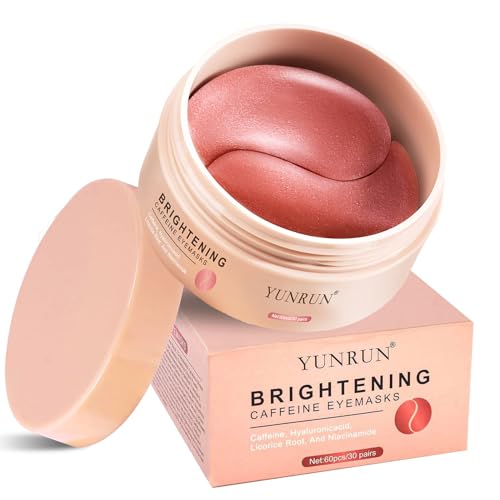 BRIGHTENING EYE MASK – HYALURONIC ACID EYE MASK WITH CAFFEINE,UNDER EYE PATCHES FOR PUFFY EYES AND DARK CIRCLES – 60 EYE PATCHES TO MINIMIZE WRINKLES AND ELIMINATE ，UNDER EYE CARE (1PCS)