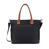 Breast Pump Bag for Work with Rich Tan Handles Staging Mat Sophisticated Design That Suits Workplace Thermally Lined Compartments Perfect Gift for New Moms (Solid Black)