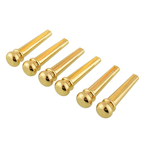 Xinzhi Guitar Bridge Pins- 6Pcs Brass Guitar Strings Fixed Cone Acoustic Guitar Replacement Parts