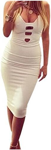 Yizenge Sexy low-cut V-neck Bodycon Party Evening Dresses,Backless Straps dress (L)