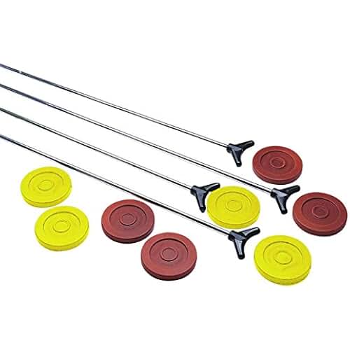 shuffleboard cues and pucks