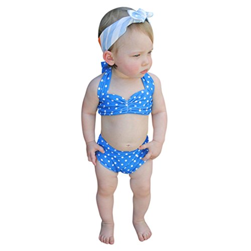 Leegor 3Pcs Baby Swimsuit, Infant Girls Swimwear Straps Dot Swimsuit Bathing Bikini Set Outfits