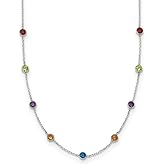 JewelryWeb 925 Sterling Silver Polished Multi-colored Multi-color Cubic Zirconia Necklace 18 Inch Spring-Ring 5mm Wide Pendant Necklace for Women