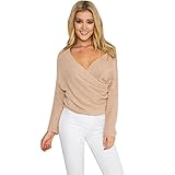 Froomer Sexy Women V Neck Off The Shoulder Irregular Pullover Sweater