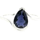 Natural 1.5ct Iolite 925 Sterling Silver Ring Size 6, 7.75, 8, 9
