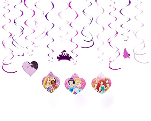 Disney Princess Sparkle Swirls Birthday Party Decorating Kit (12 Pack), Purple/Pink, .