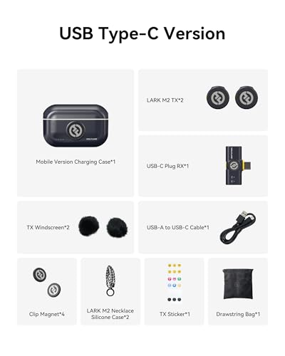 Hollyland LARK M2 Wireless Microphone System compatible with Android Smartphone, iPhone 16/15 Series, 1000ft LOS Range, Hi-Fi Audio, Noise Cancellation, 30H Duration, Mini Mic for Livestream Vlog