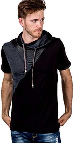 RNZ PREMIUM Men's R707 Stylish Fashion Pullover Short Sleeve Highneck T-Shirt XL, Black