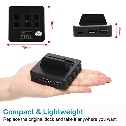 Defway Switch Dock, Portable Switch Charging Stand, Compact Switch to HDMI Adapter, Switch Docking Station with Extra USB 3.0 Port, Replacement Charging Dock for Nintendo Switch with USB C Power Input