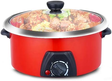 WUANNI Slow Cooker Programmable 3-speed Adjustable Temperature Oval Pot With Lid Latch Strap And Stainless Steel Finish Red,3L [Energy Class A]