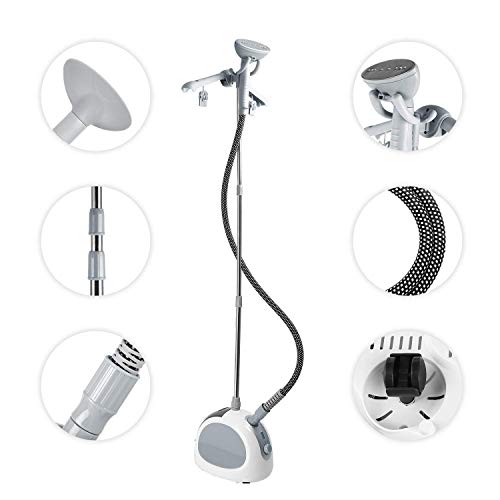 PowCube Garment Steamer,with Standing Hanger 1L Water Tank 2 Level Steam Adjustment (Grey) - Thumbnail 4