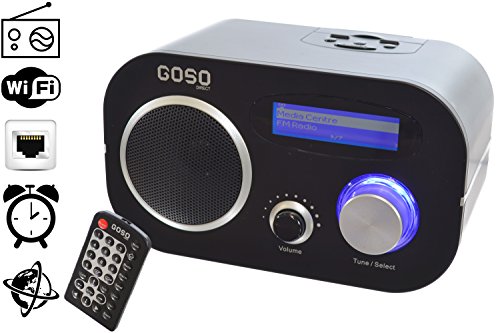 GOSO Internet/FM Radio Music Player and Alarm Clock Connects with Wi-Fi/WLAN/Ethernet Tunes to 14,000 Stations Around the World