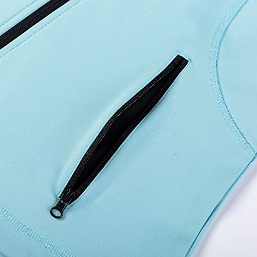 Dolcevida Women's Slim Fit Workout Track Jackets Full Zip Stretchy Warm up Active Running Jacket with Thumb Holes (Sea Angel, M)